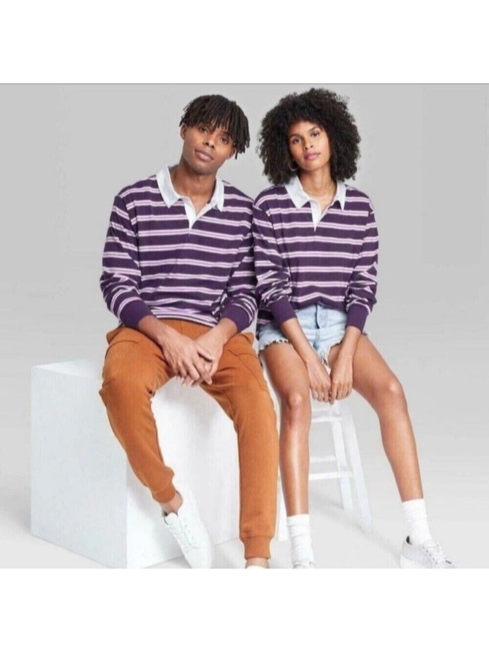 NWT! Wild Fable Striped Purple and White Rugby Shirt